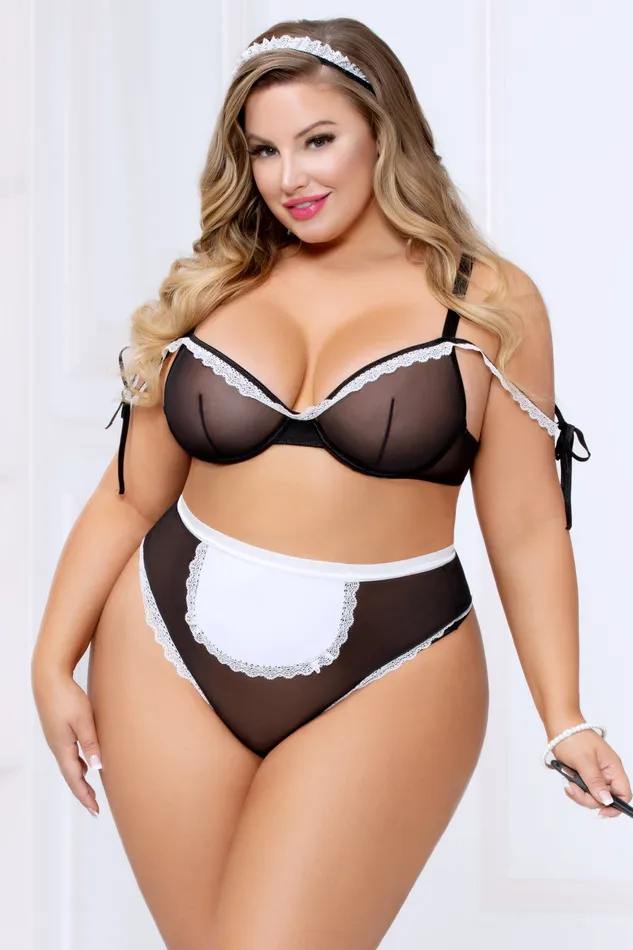 Anal Seven Til Midnight 3pc French Maid Bedroom Costume Blackwhite Queen Size