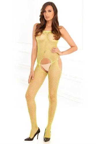 Industrial Net Suspender Bodystocking One Size Lime Rene Rofe Bodystockings Playsuits