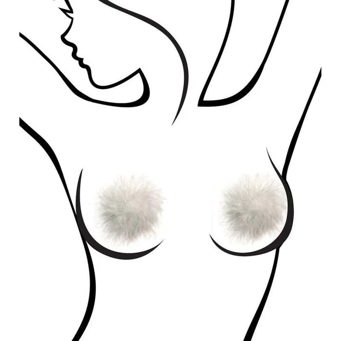 Little Genie Nipple & Clitoral Toys | Sexy AF - Nipple Couture White Marabou - White Marabou Reuseable Nipple Pasties