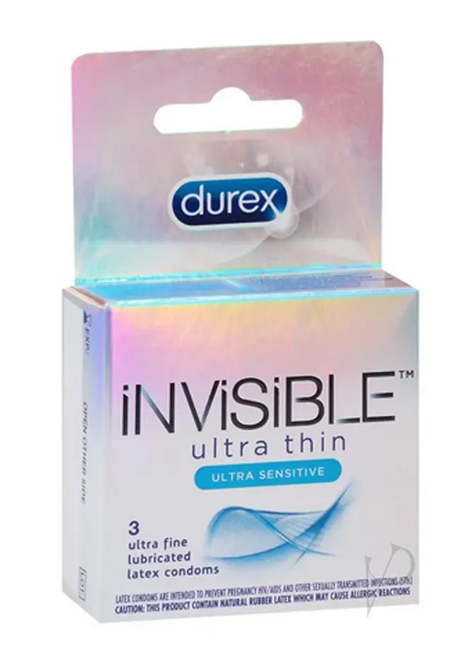Male Sex Toys ECN Durex Invisible Ultra Thin Lubricated Latex Condoms 3Pack