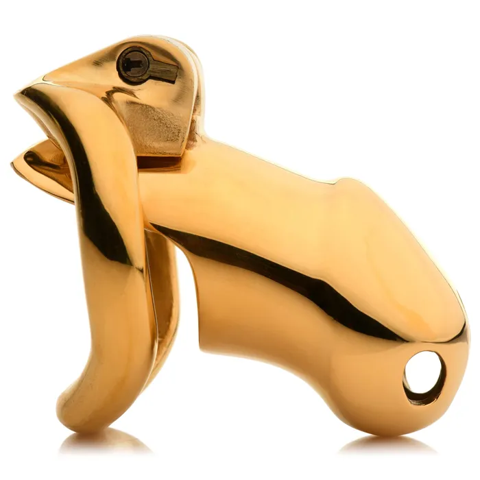 Male Sex Toys | Master Series Midas 18K Gold-Plated Locking Chastity Cage