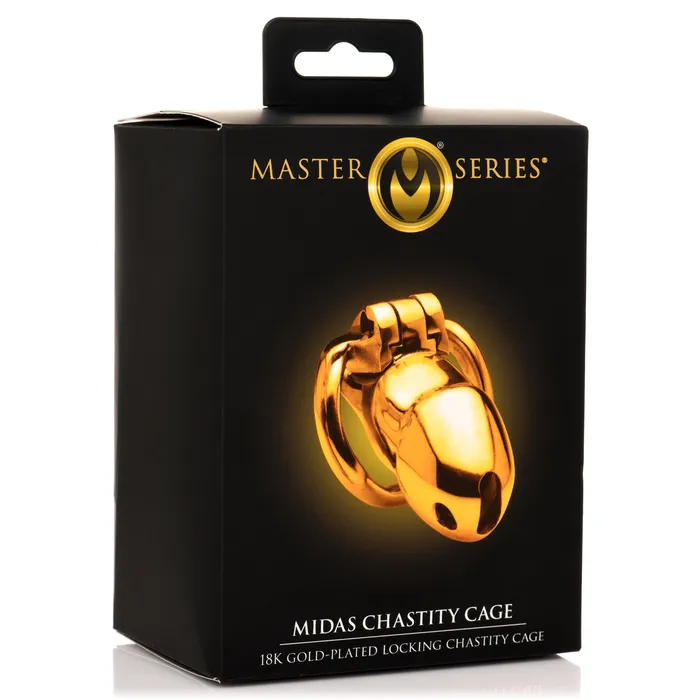 Male Sex Toys | Master Series Midas 18K Gold-Plated Locking Chastity Cage