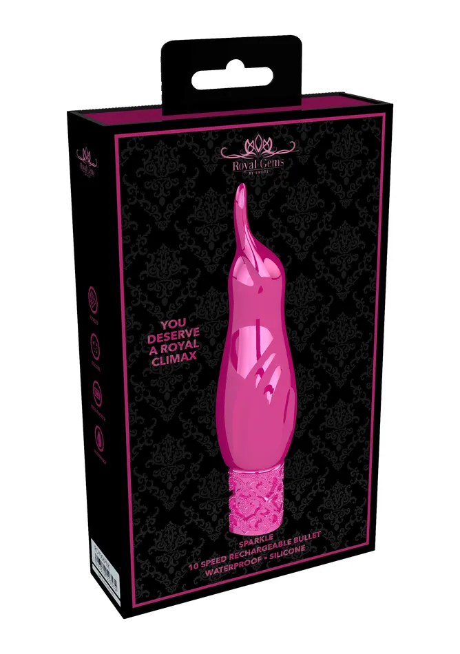 ROYAL GEMS Female Sex Toys Sparkle Rechargeable Silicone Bullet Pink