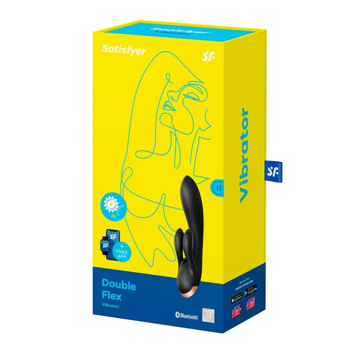 Satisfyer Vibrators | Satisfyer Double Flex App Rabbit Vibrator Black