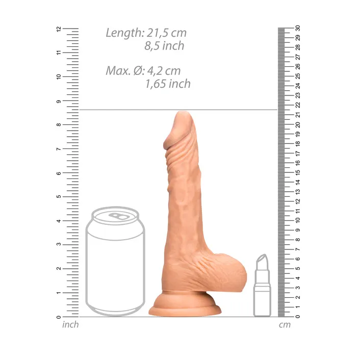 Shots Toys Dildos | RealRock 8 Inch Dong With Testicles Flesh Pink