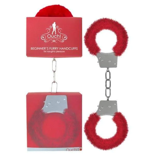 Shots Toys Vibrators Ouch Beginners Furry Handcuffs Red Fluffy Restraint