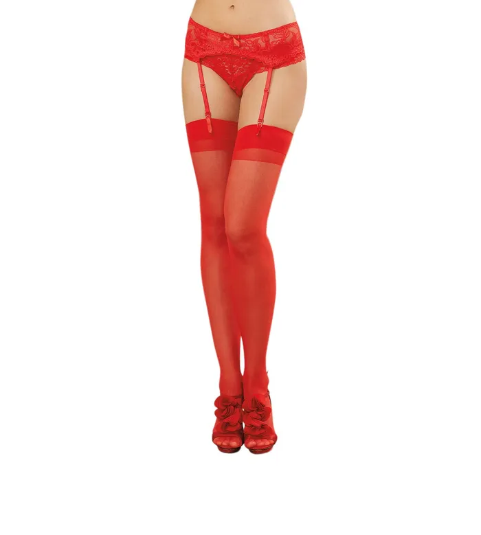 Vibrators Dreamgirl Sheer Thigh High One Size Red