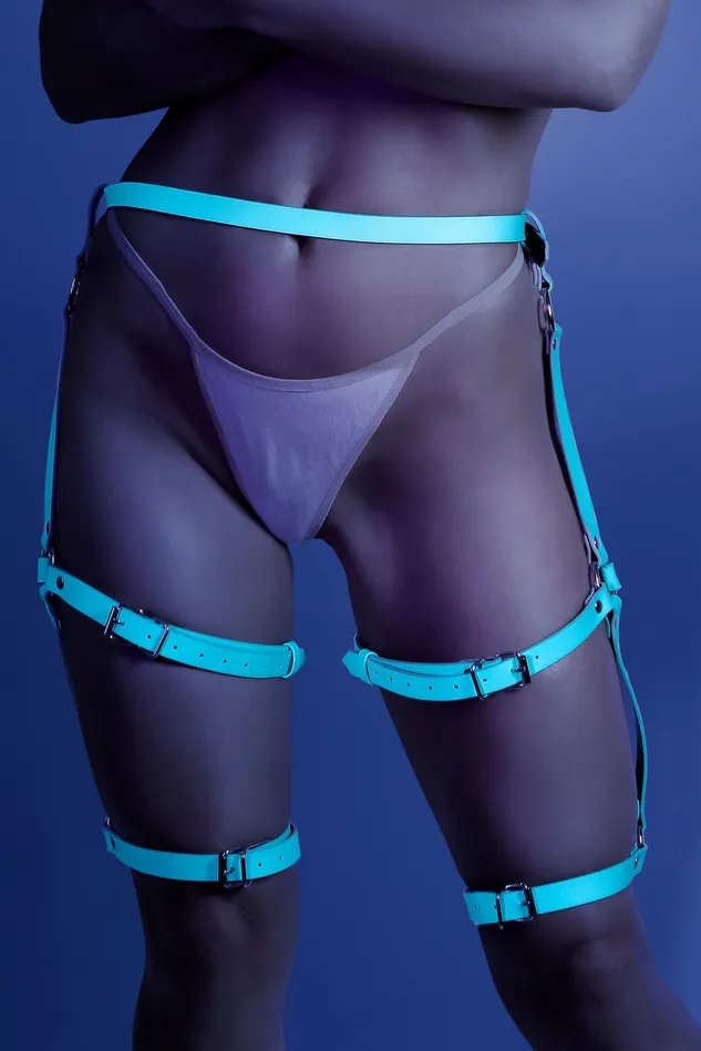 Vibrators Fantasy Lingerie Leg Harness One Size Light Blue