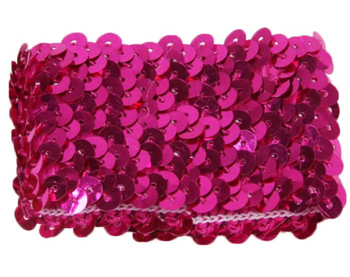 Vibrators Perfectly Incorrect Hot Pink Sparkly Glitter Sequin Stretchy Elastic Cuff Bracelet