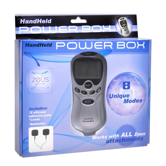 Zeus Electrosex Female Sex Toys | Zeus Handheld 8 Mode Power Box with Black Pads Zeus Electrosex Female Sex Toys | Zeus Handheld 8 Mode Power Box with Black Pads