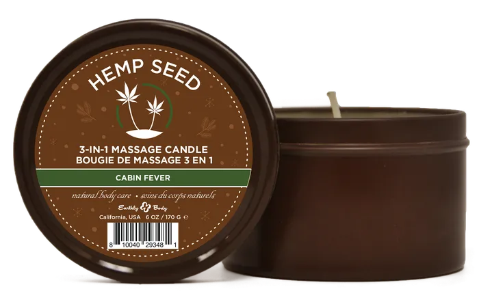 Couples | Hemp Seed 3-in-1 Massage Candle Cabin Fever 6oz- 170 G - Earthly Body Couples | Hemp Seed 3-in-1 Massage Candle Cabin Fever 6oz- 170 G - Earthly Body