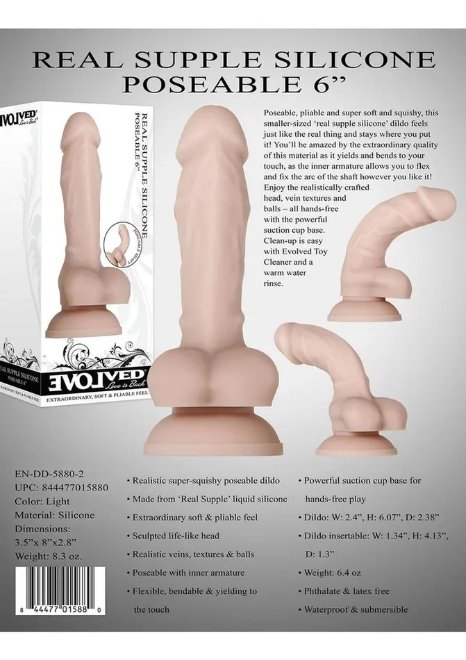 Dildos | Evolved Real Supple Poseable Silicone Dildo with Balls
