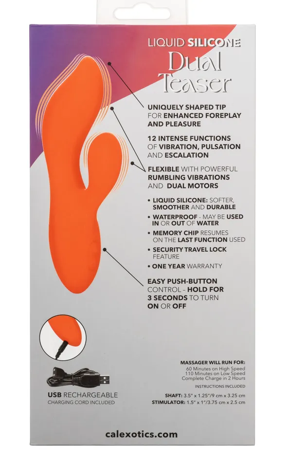 Female Sex Toys | CalExotics Stella Liquid Silicone Dual Teaser - Orange