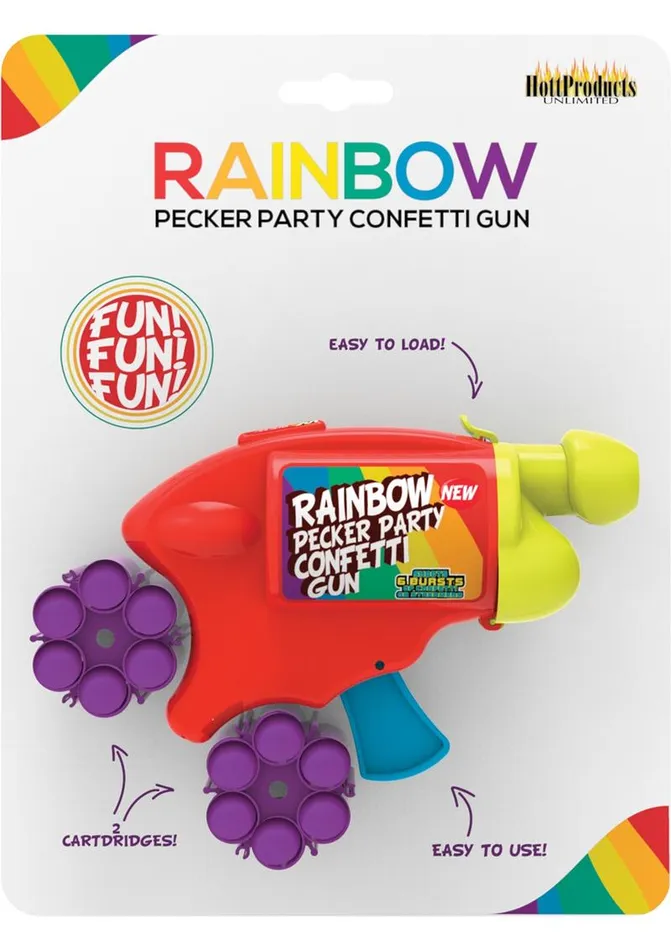 Female Sex Toys | Rainbow Rainbow Pecker Confetti Gun with 2 Multicolor Confetti Cartridges