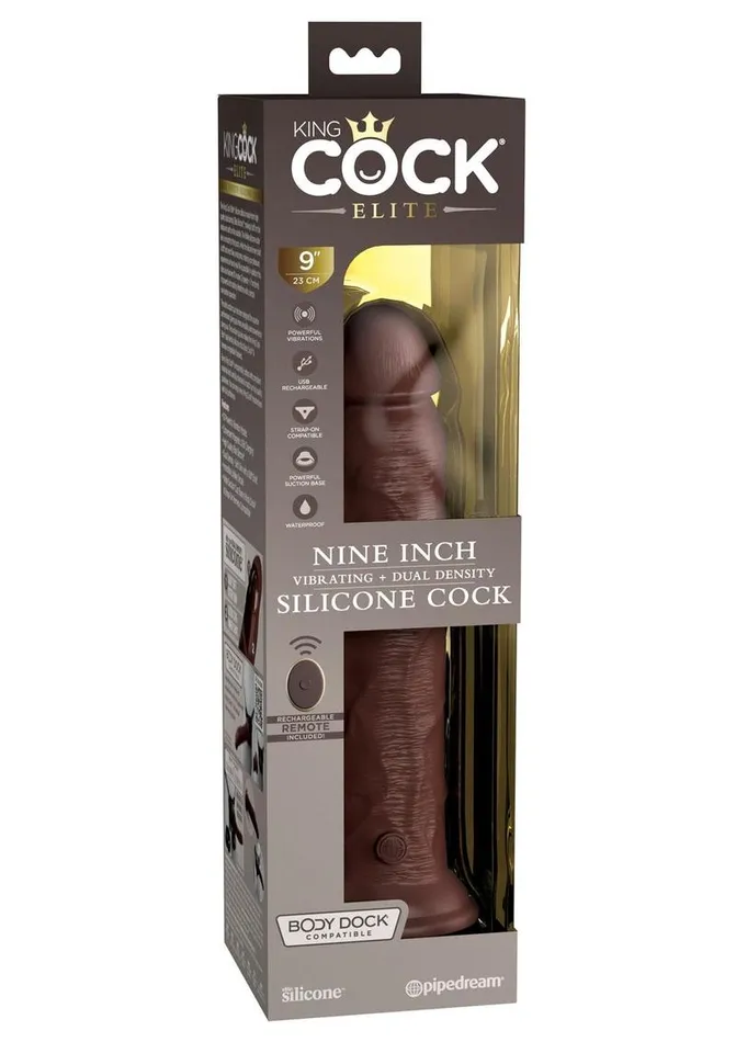 King Cock Female Sex Toys | King Cock Elite Dual Density Vibrating Rechargeable Silicone Dildo with Remote Control Dildo