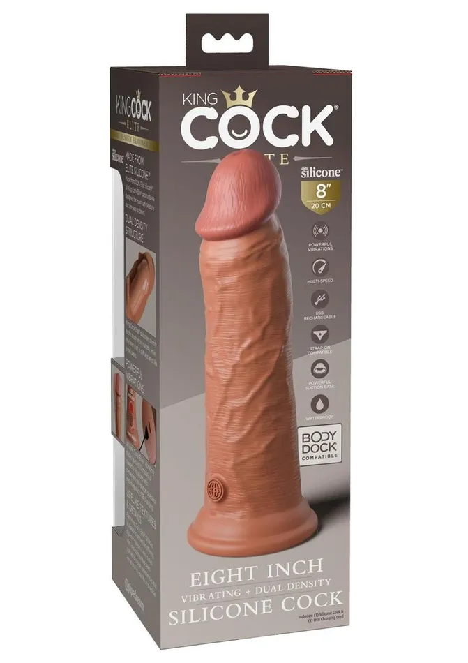 King Cock Female Sex Toys | King Cock Elite Dual Density Vibrating Rechargeable Silicone Dildo with Remote Control Dildo