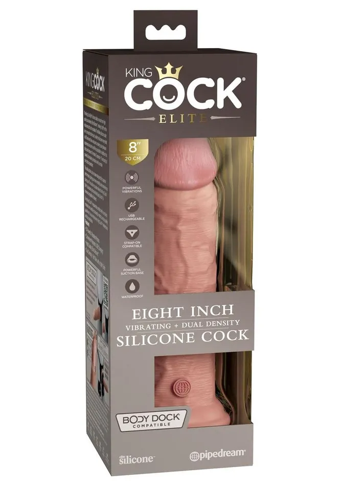 King Cock Female Sex Toys | King Cock Elite Dual Density Vibrating Rechargeable Silicone Dildo with Remote Control Dildo