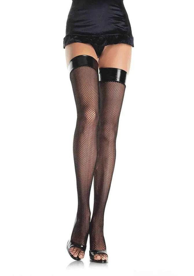 Leg Avenue Bodystockings Playsuits Vinyl Top Fishnet Thigh Highs One Size Black Leg Avenue Bodystockings Playsuits Vinyl Top Fishnet Thigh Highs One Size Black