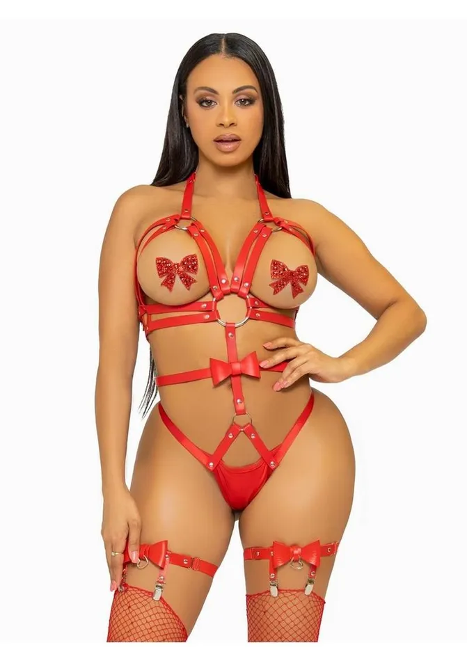 Leg Avenue Convertible Vegan Leather ORing Studded Harness Teddy with Panty Straps and Bow Leg Avenue Female Sex Toys Leg Avenue Convertible Vegan Leather ORing Studded Harness Teddy with Panty Straps and Bow Leg Avenue Female Sex Toys
