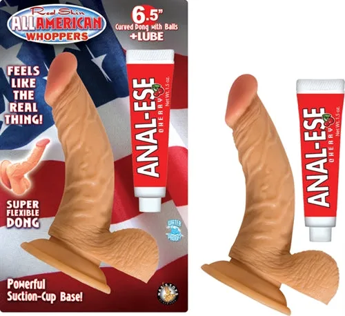 Nasstoys Dildos | All American Whoppers 6.5-Inch Curved Dong With Balls Lube -Flesh