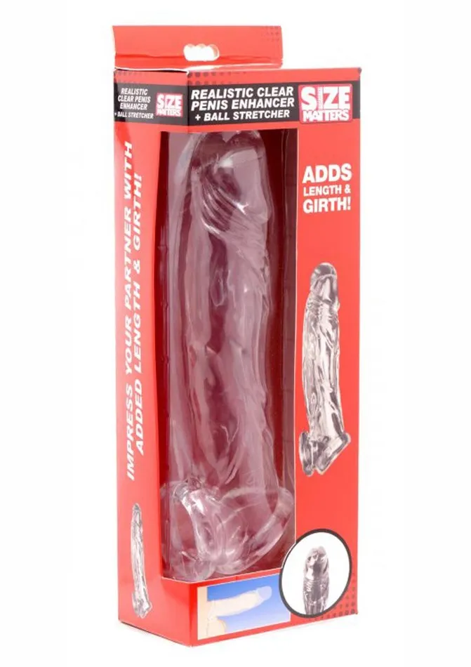 Size Matters Male Sex Toys | Size Matters Realistic Clear Penis Enhancer and Ball Stretcher