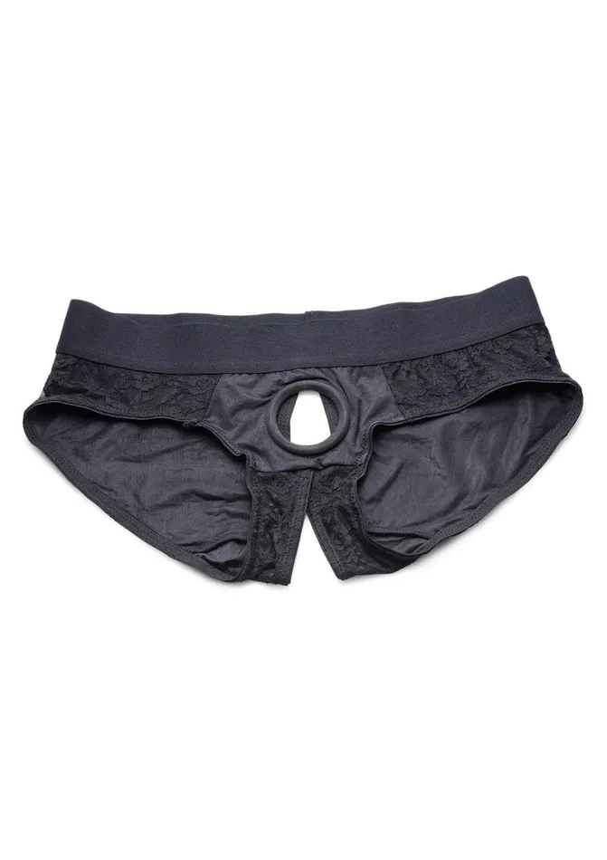Strap U Lace Envy Black Crotchless Panty Harness SM STRAP U Female Sex Toys