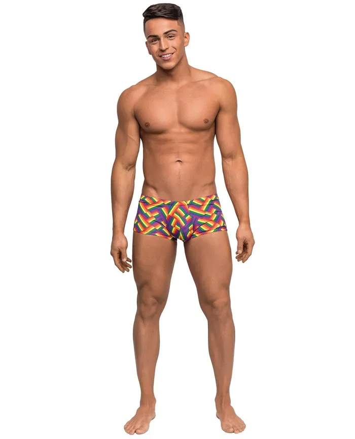 Female Sex Toys | Male Power Pride Fest Contoured Pouch Mini Short - Rainbow