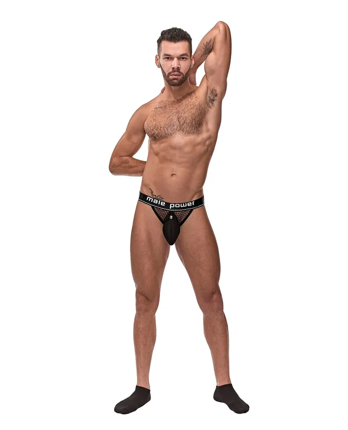 Male Power Male Sex Toys Cockpit Fishnet Cock Ring Jock Black